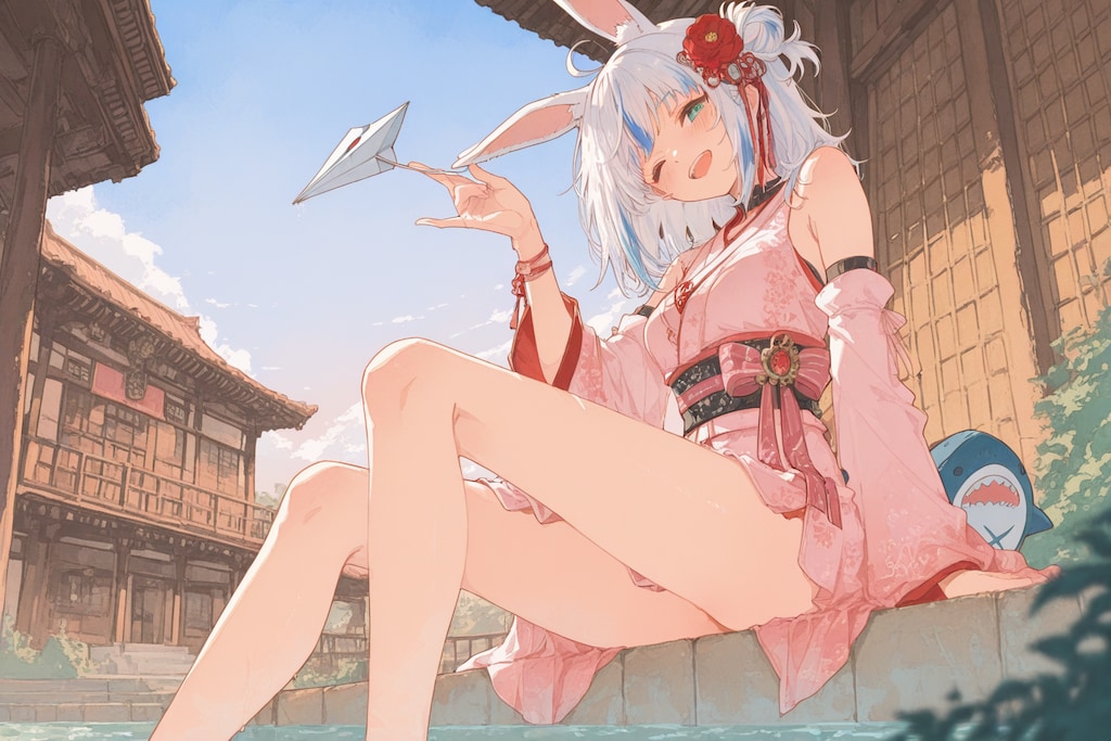 川で涼みに