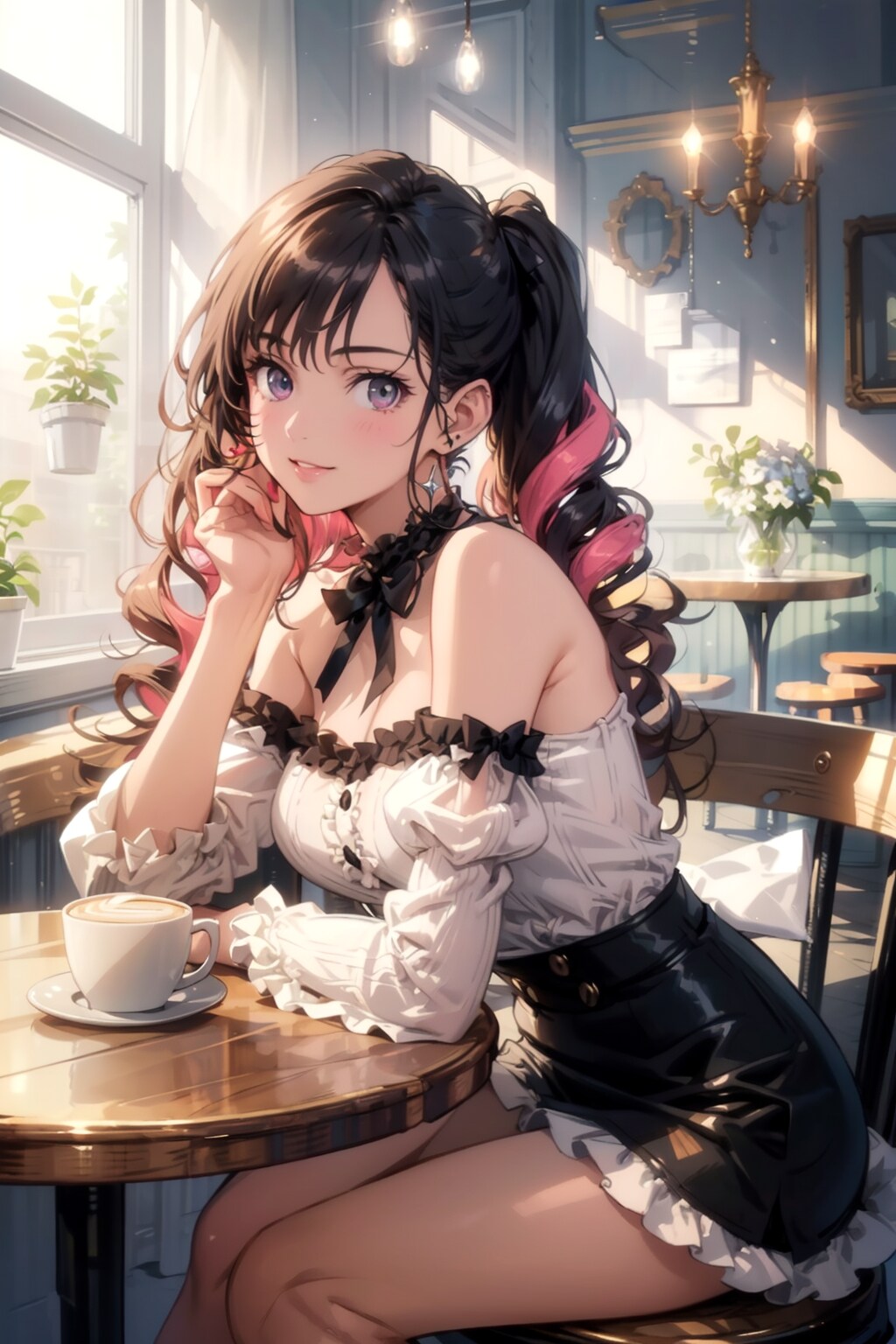 昼下がりのカフェにて | の人気AIイラスト・グラビア