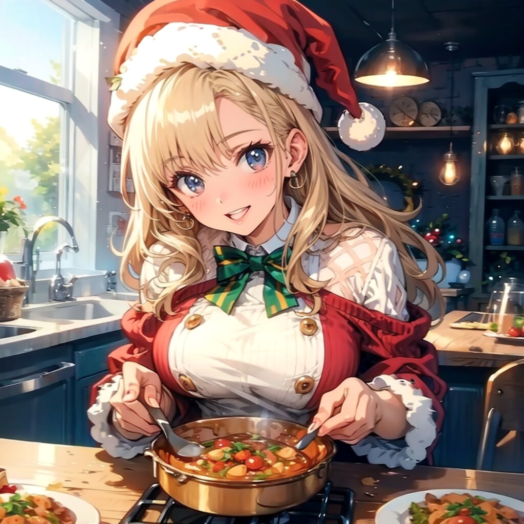 クリスマスの料理を作るトパーズお姉ちゃん | の人気AIイラスト・グラビア