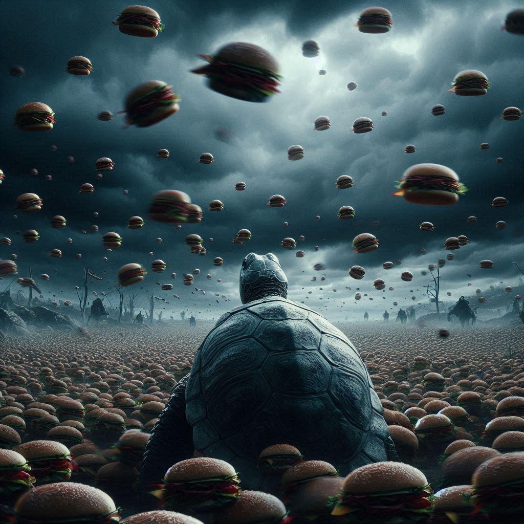 亀対ハンバーガー