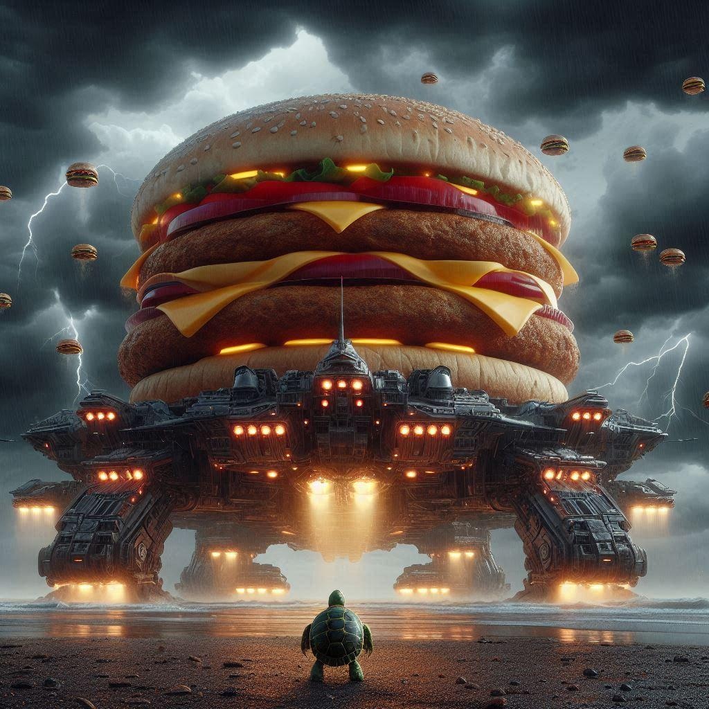 亀対ハンバーガー