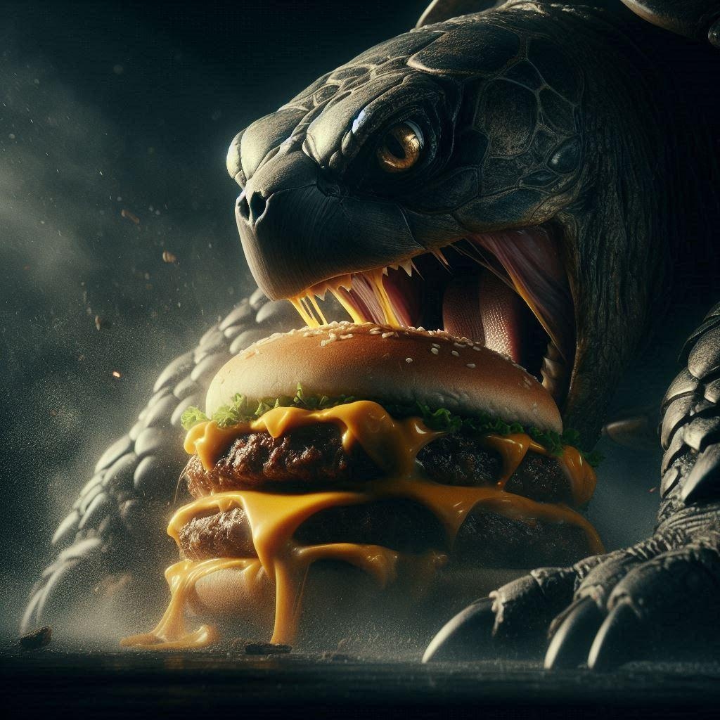 亀対ハンバーガー