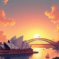 夕映えのシドニーオペラハウス 2枚目