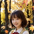 色づく紅葉と女子高生 2枚目
