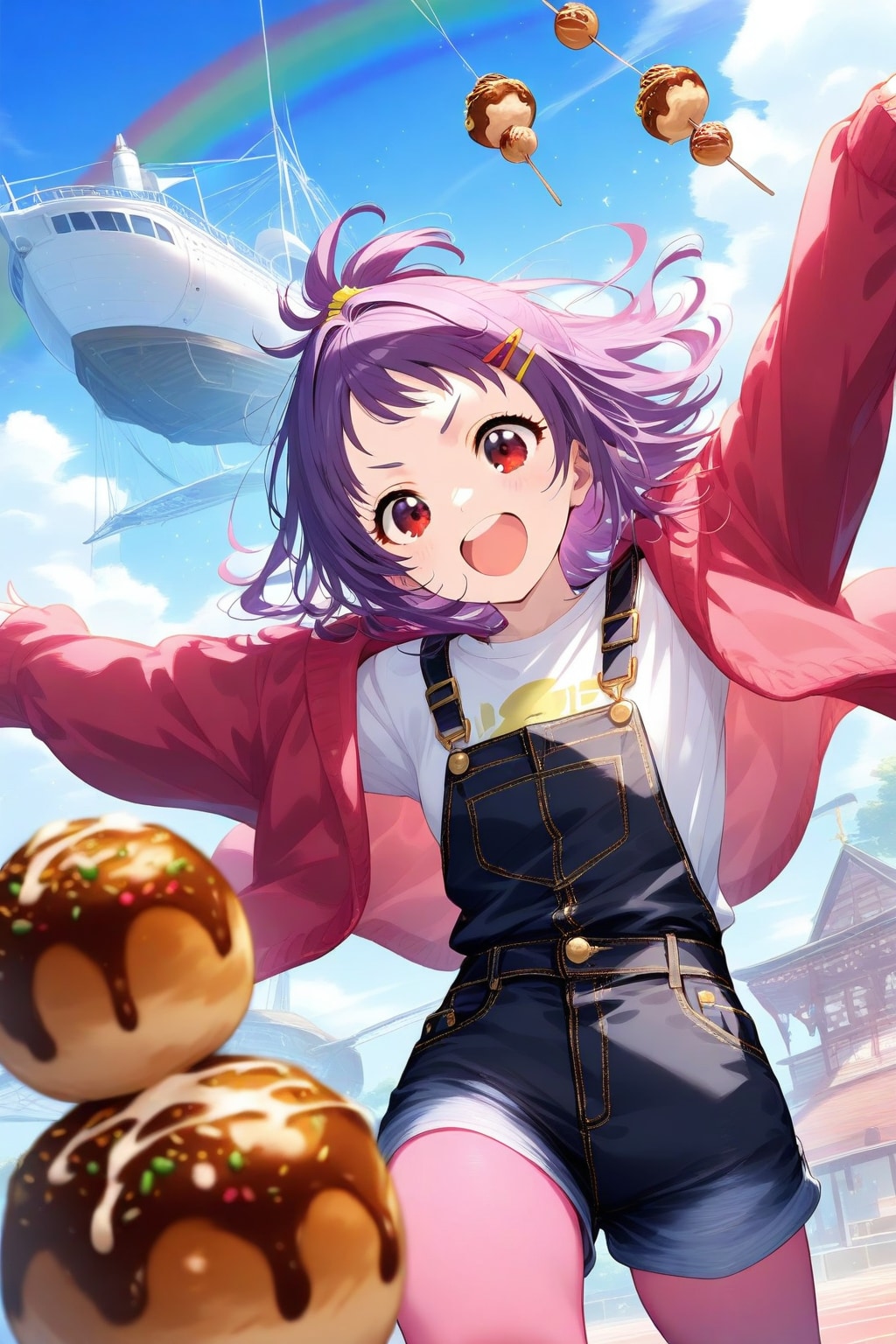 たこ焼きと紫髪ちゃん