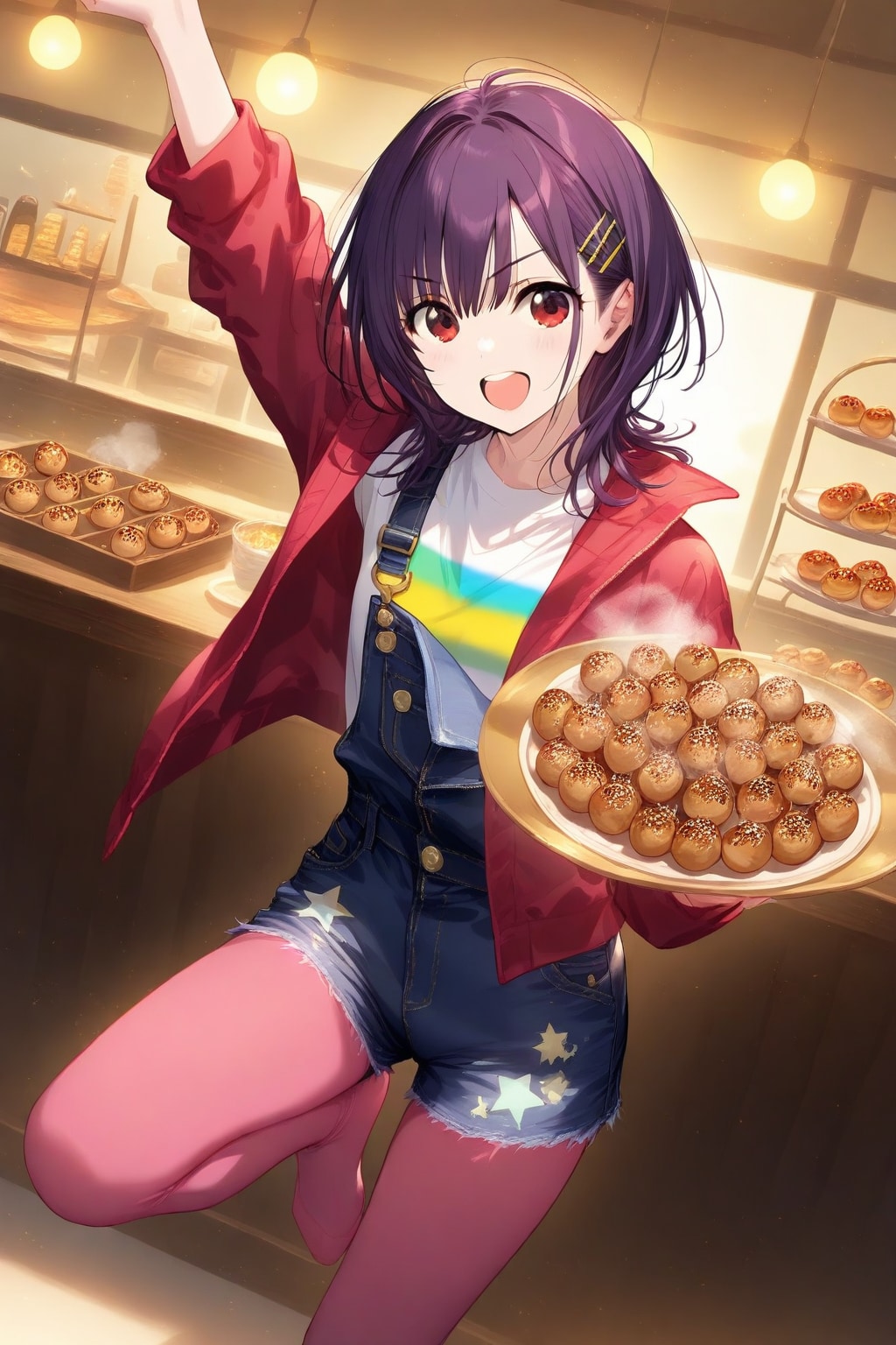 たこ焼きと紫髪ちゃん