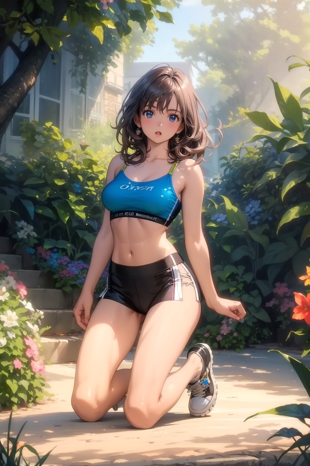 自宅の庭でフィットネス