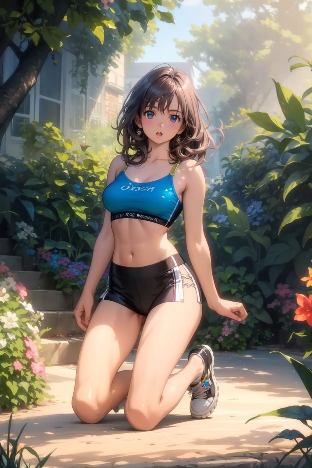 自宅の庭でフィットネス