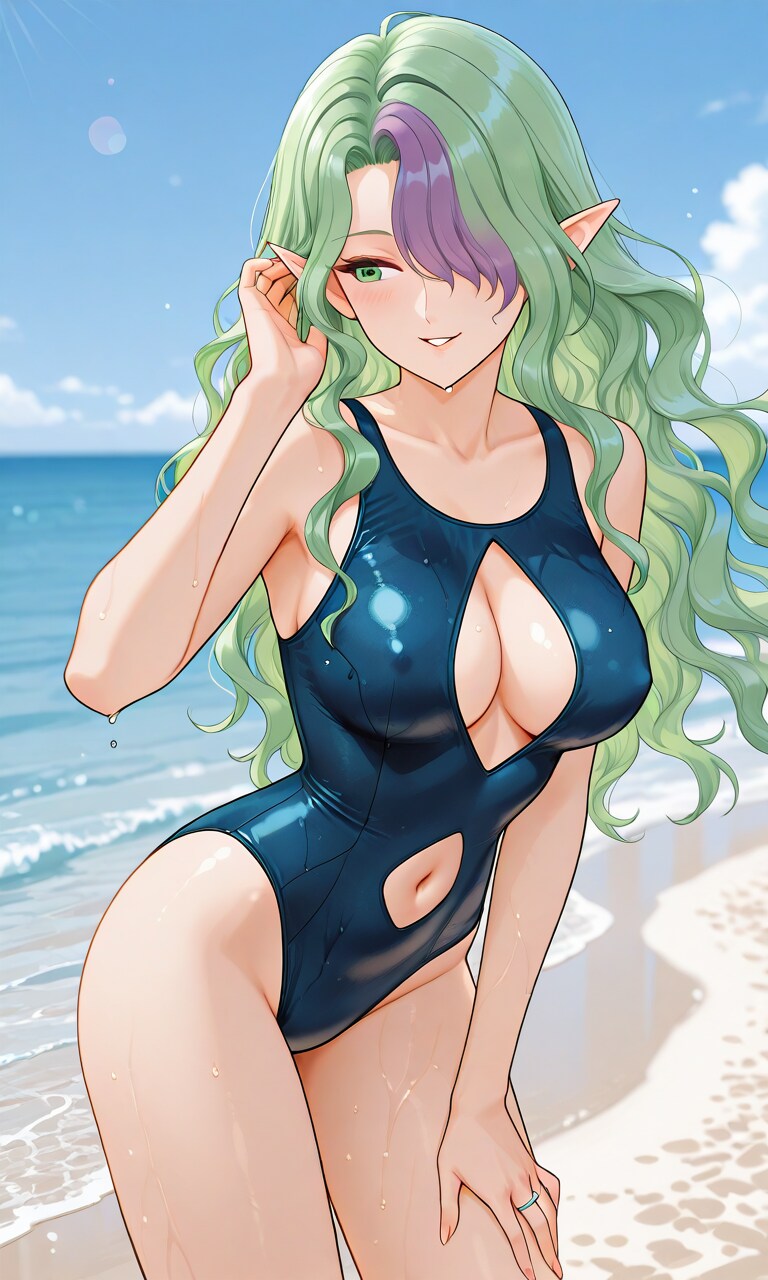 色気のあるワンピース水着で