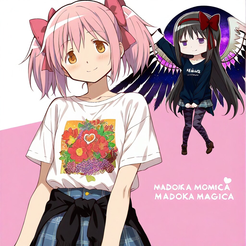 アルティメットまどか＆悪魔ほむらのＴシャツ姿