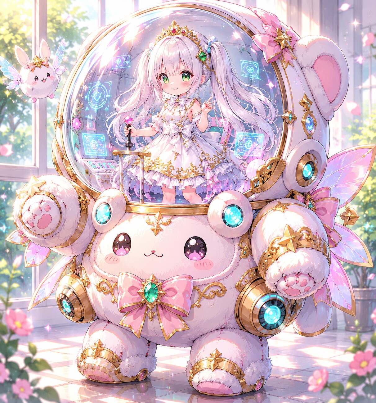 かわいらしいメカ操縦士とロボット