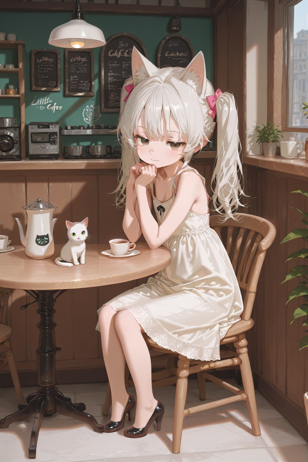 猫カフェ？のシロさん | の人気AIイラスト・グラビア