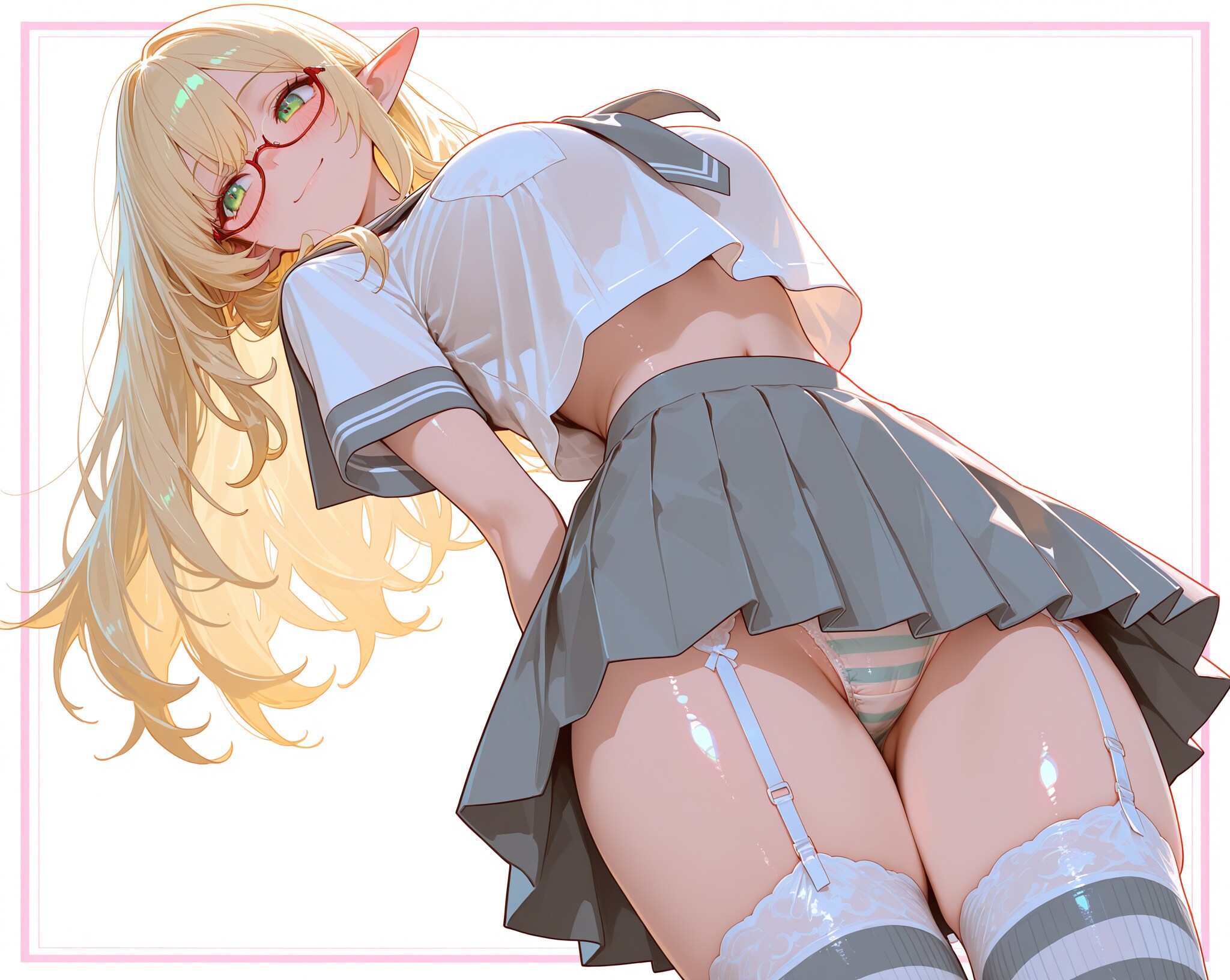 へそ出し金髪エルフさん♪…パンちら♡最後は･･･♪