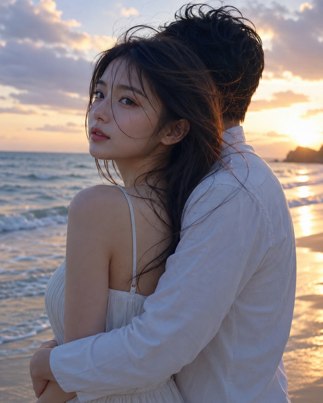 海の風を受けながら、君の後ろから強く抱きしめた♬