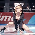 フィギアスケートをするネコ耳パーカーマイクロビキニ少女 12枚目
