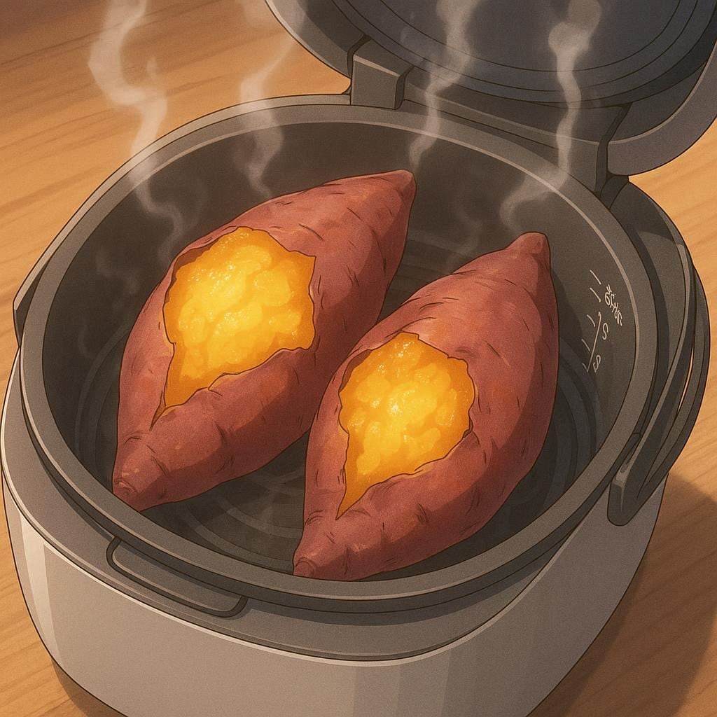 炊飯器焼き芋と焼き芋チーズカレーのせ