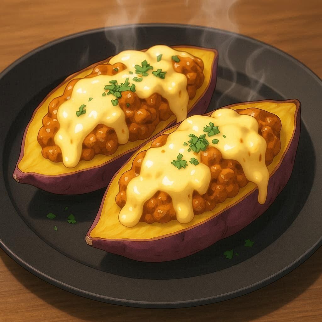 炊飯器焼き芋と焼き芋チーズカレーのせ