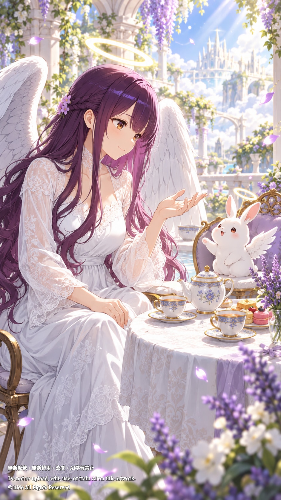 ウリエルさん、白うさぎとお茶の時間 | の人気AIイラスト・グラビア