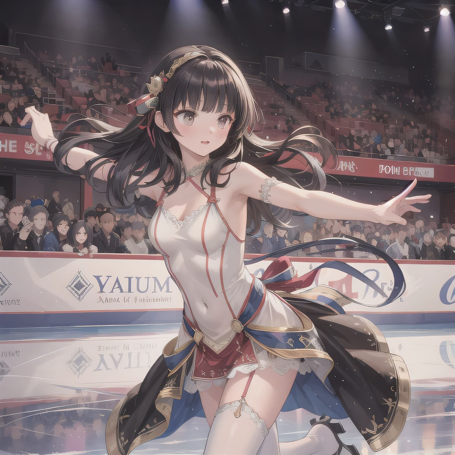 黒髪ロングでアイススケートの少女１５ | の人気AIイラスト・グラビア