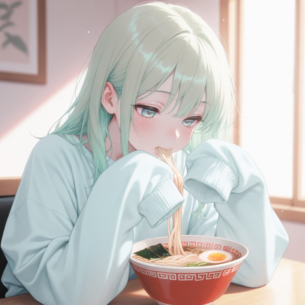 ラーメン食べる女の子