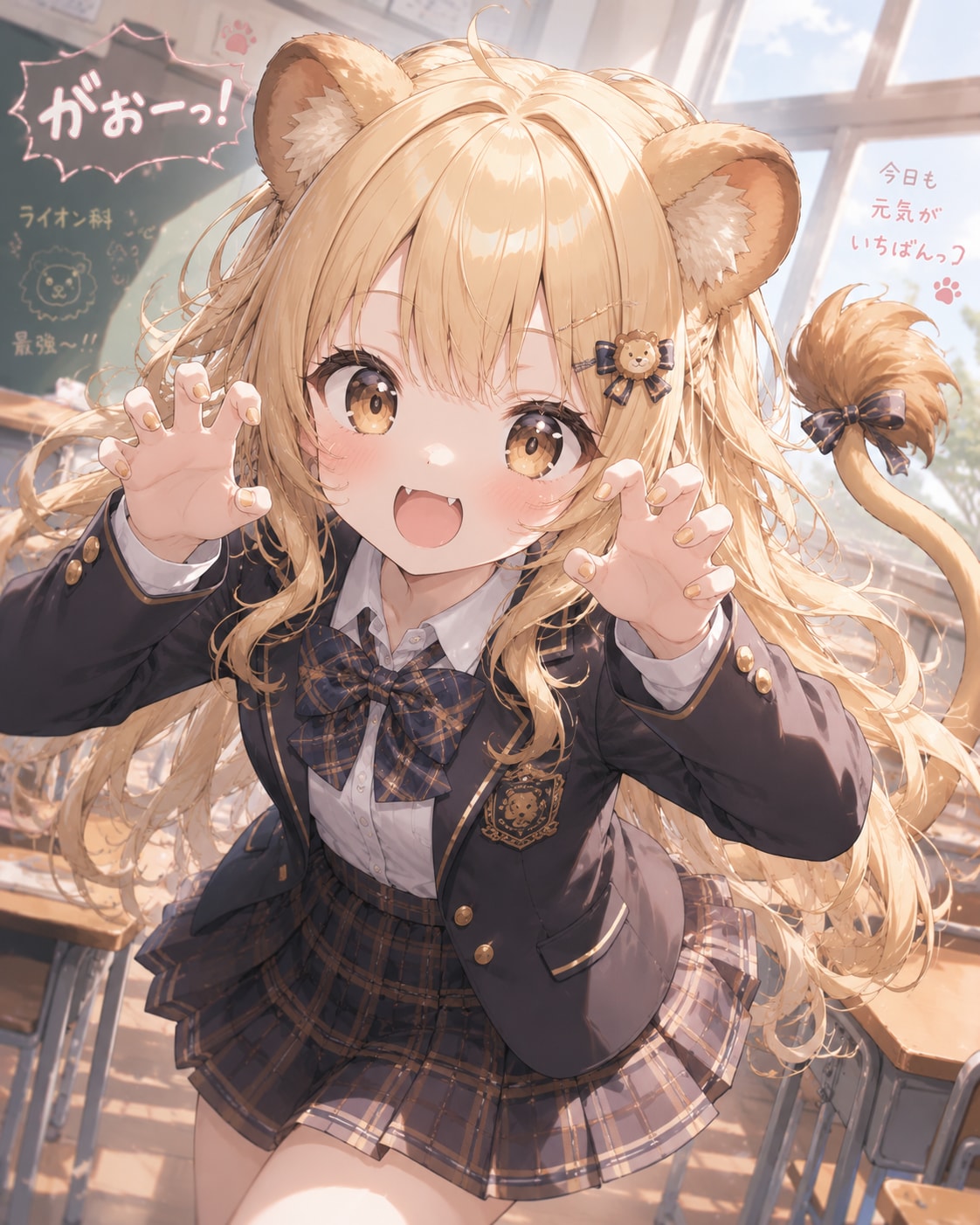 元気いっぱいなライオン耳の少女 | の人気AIイラスト・グラビア