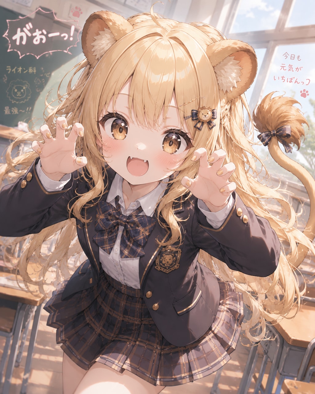 元気いっぱいなライオン耳の少女