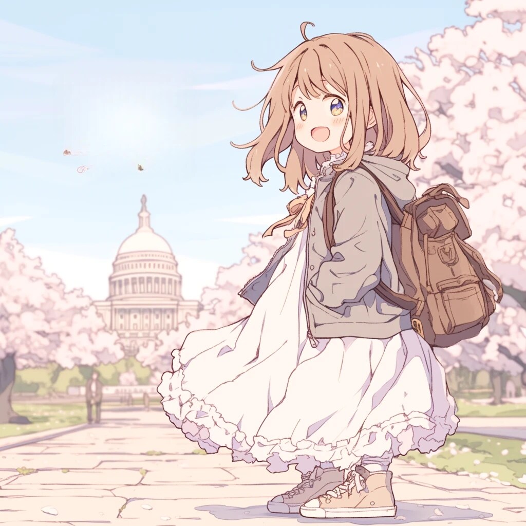 ワシントンDCの桜と女の子 Cherry blossoms and girls in Washington DC