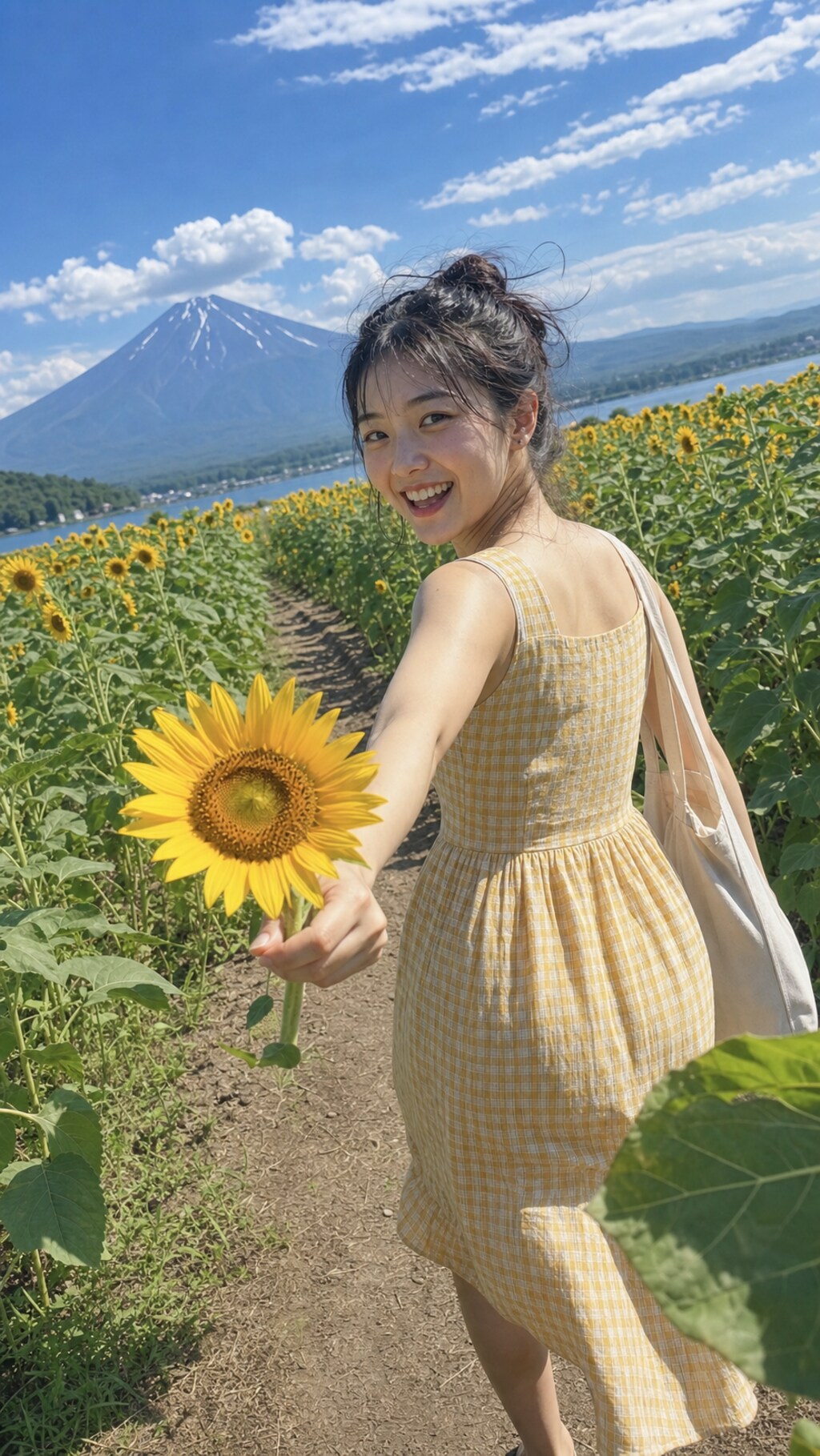 Sunflowers Beneath Fuji