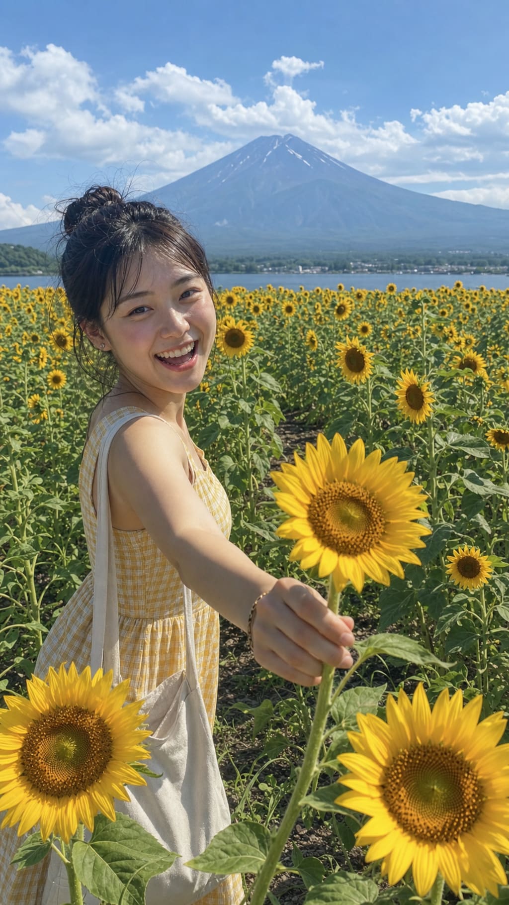 Sunflowers Beneath Fuji