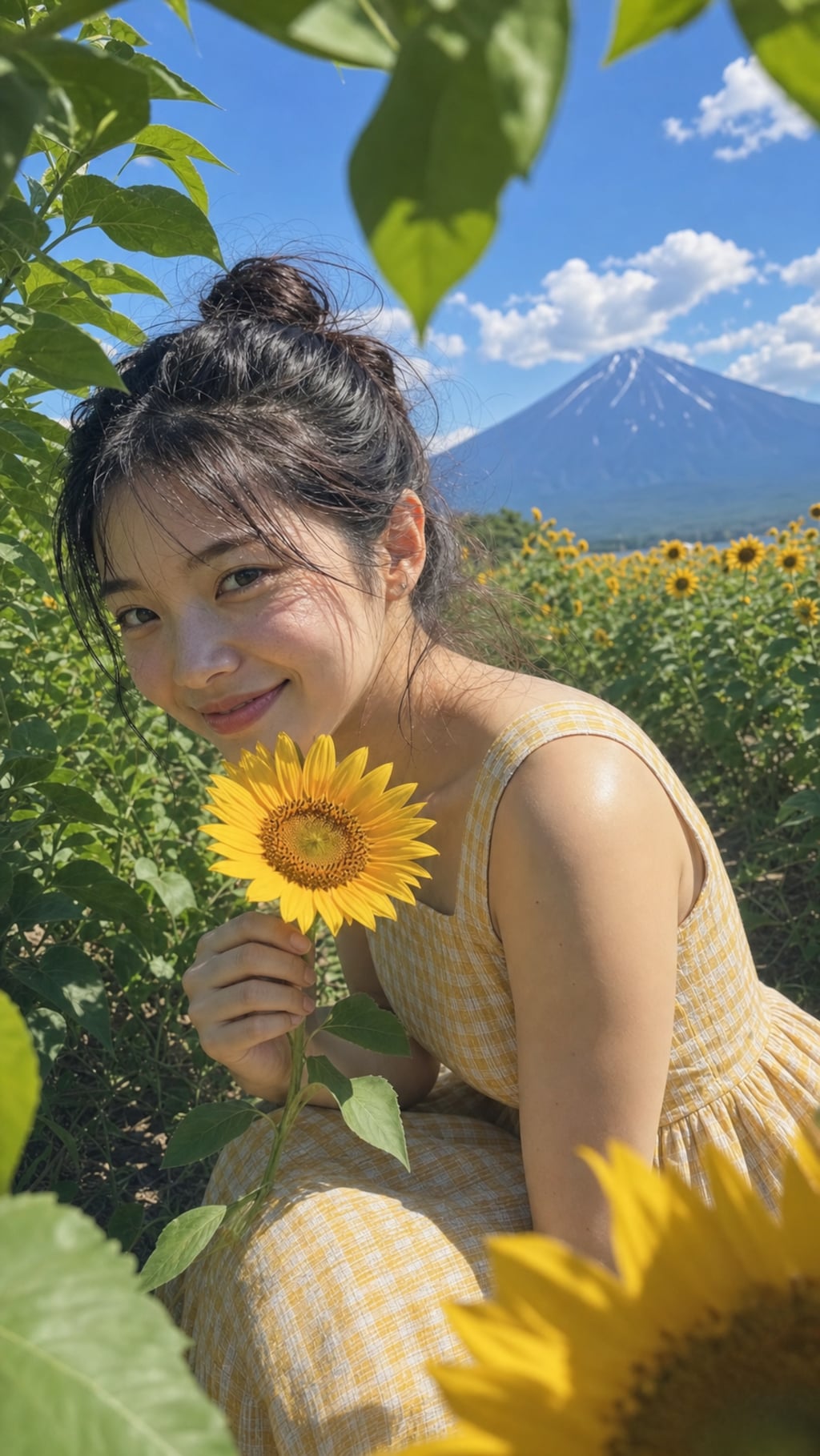 Sunflowers Beneath Fuji
