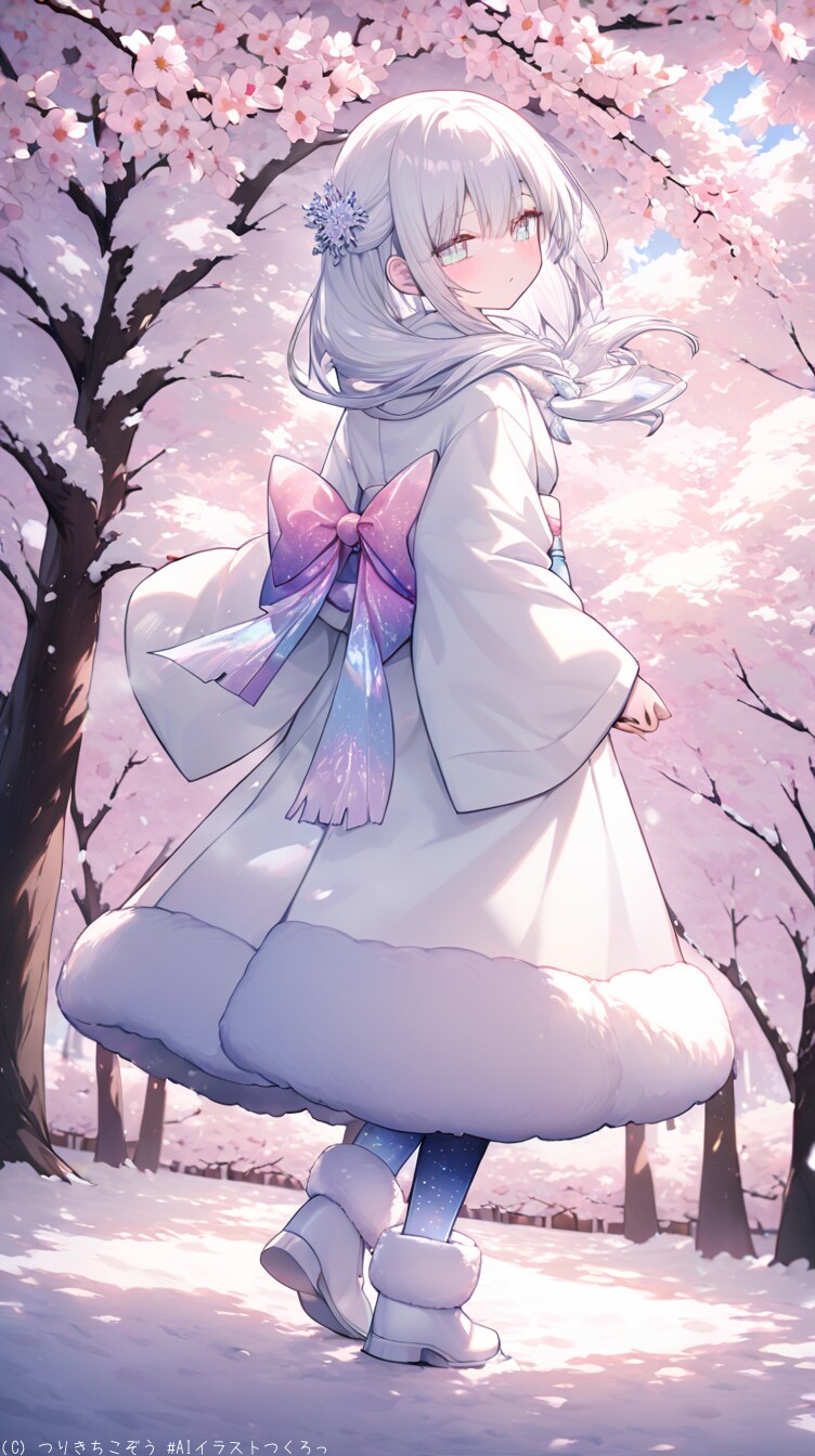 雪原にサクラサク