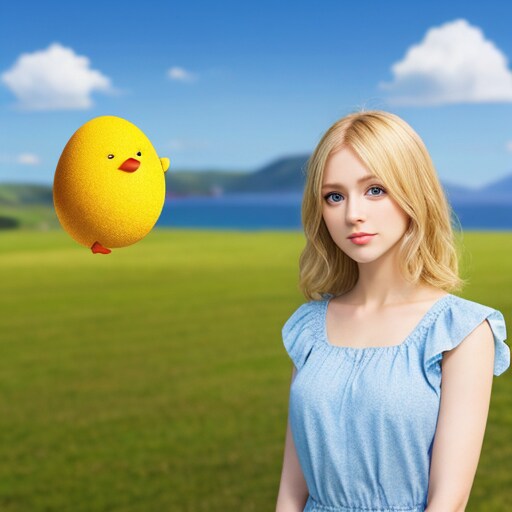 girl with flying egg