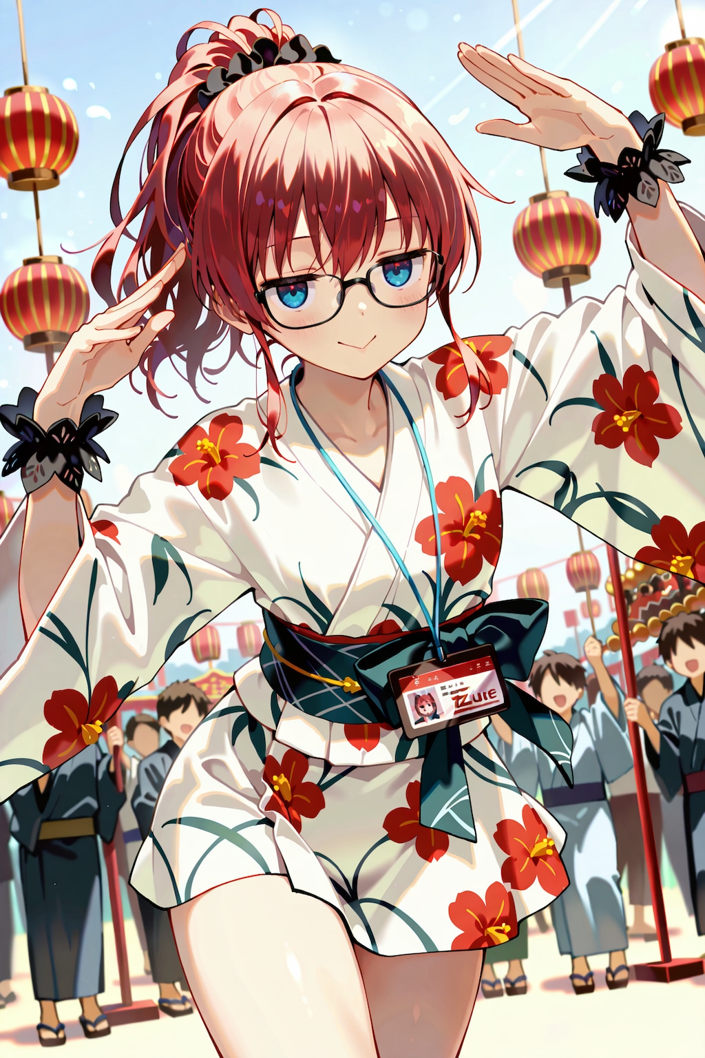 盆踊りを楽しむジト目先生 Y720