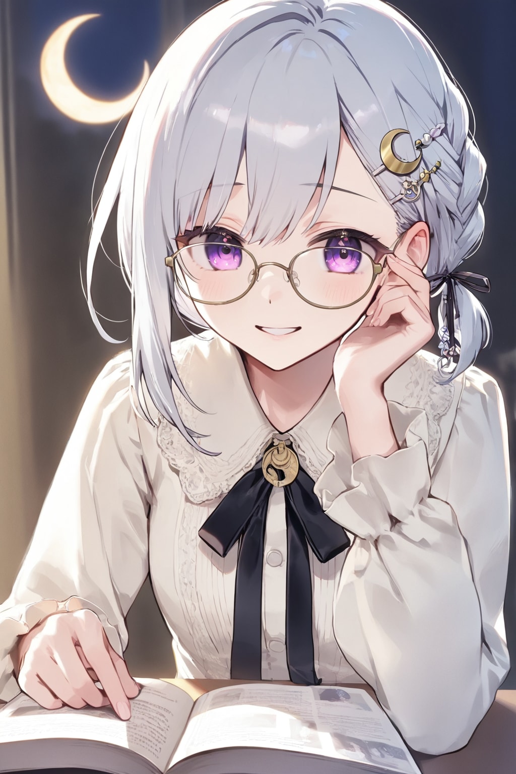 月明かりで読書