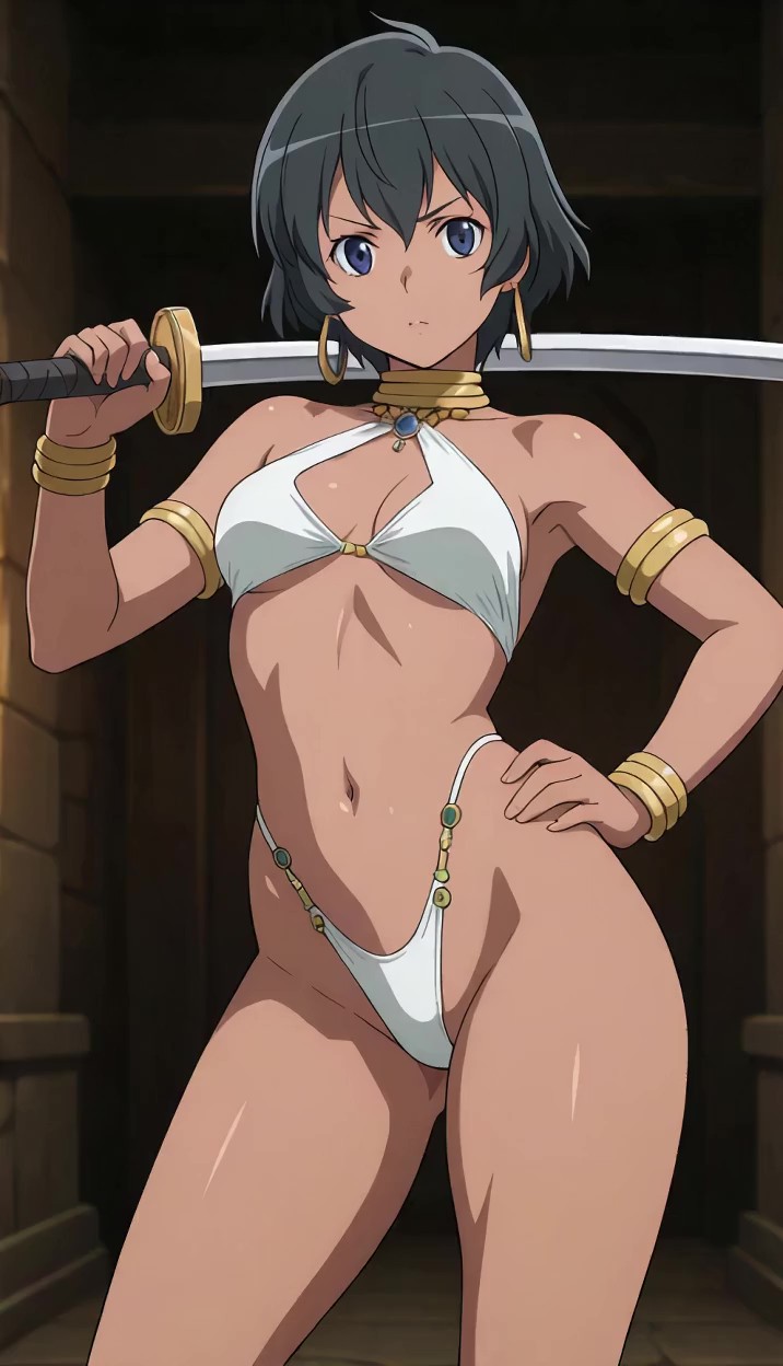 （前編：ダ〇まち風♪二次創作パラパラ疑似アニメ）モブっ娘アマゾネスちゃんVS美少女モンスター！・・モブアマゾネスなのにモブっぽくない美少女モンスターに勝つ！大金星♪