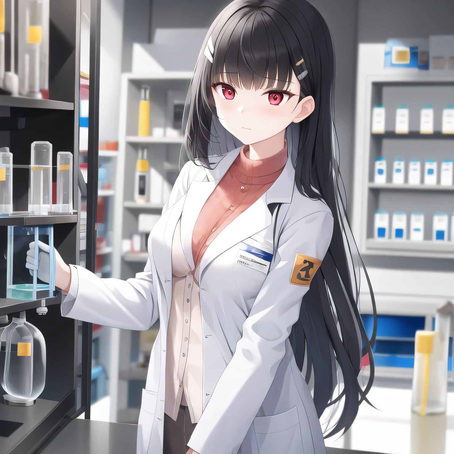 黒髪ロングで白衣の少女４８ | の人気AIイラスト・グラビア