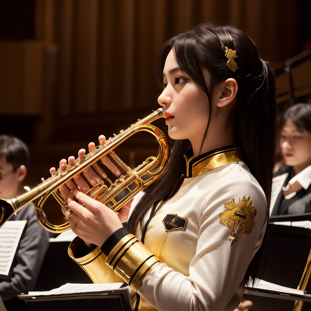 黒髪ロングでブラスバンドの美女５７