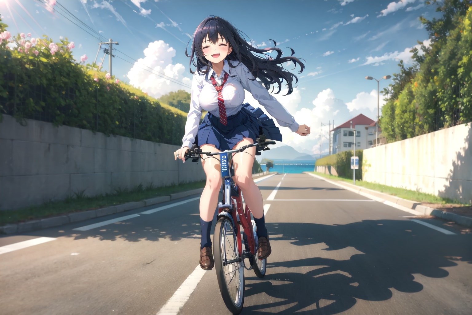 自転車に乗る香苗さん