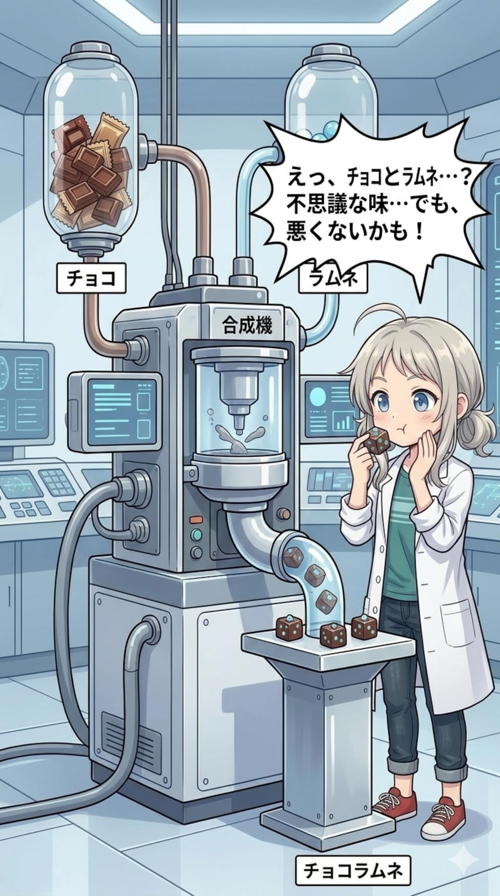カレーと納豆、チョコとラムネで合成