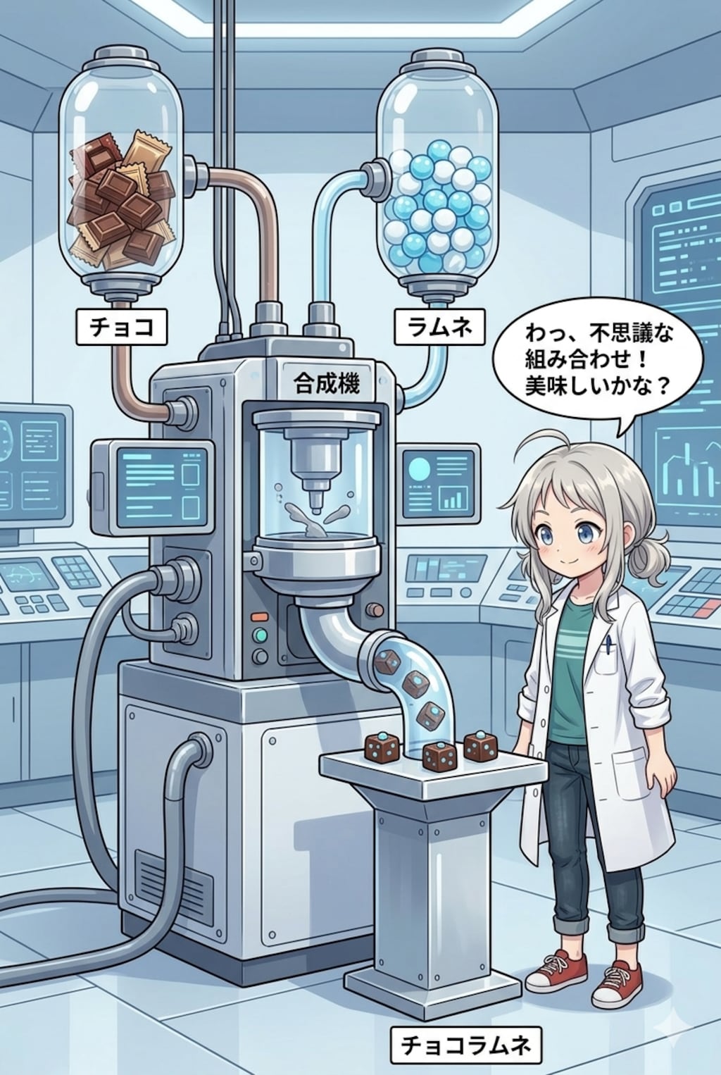 カレーと納豆、チョコとラムネで合成