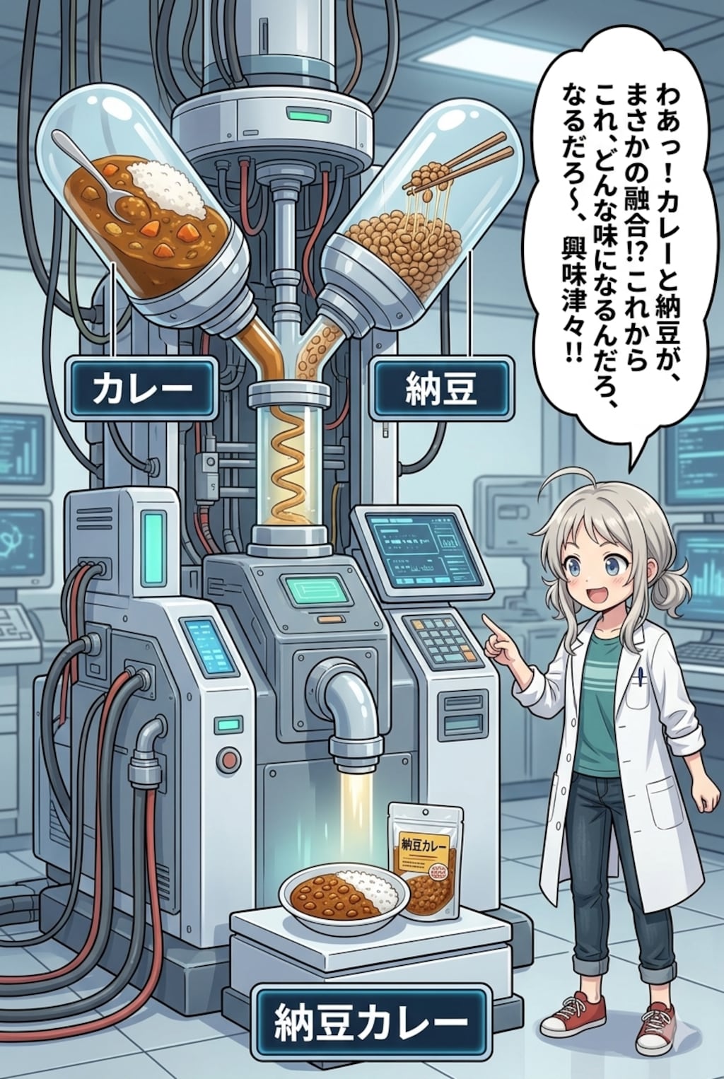 カレーと納豆、チョコとラムネで合成