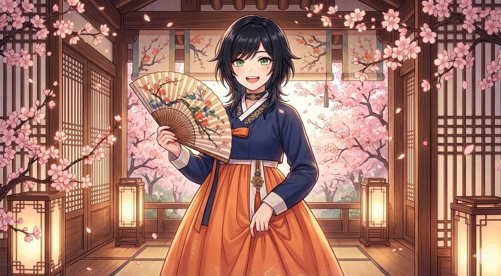 韓服を着てもらうためにアイピクからうちの子に来てもらいました