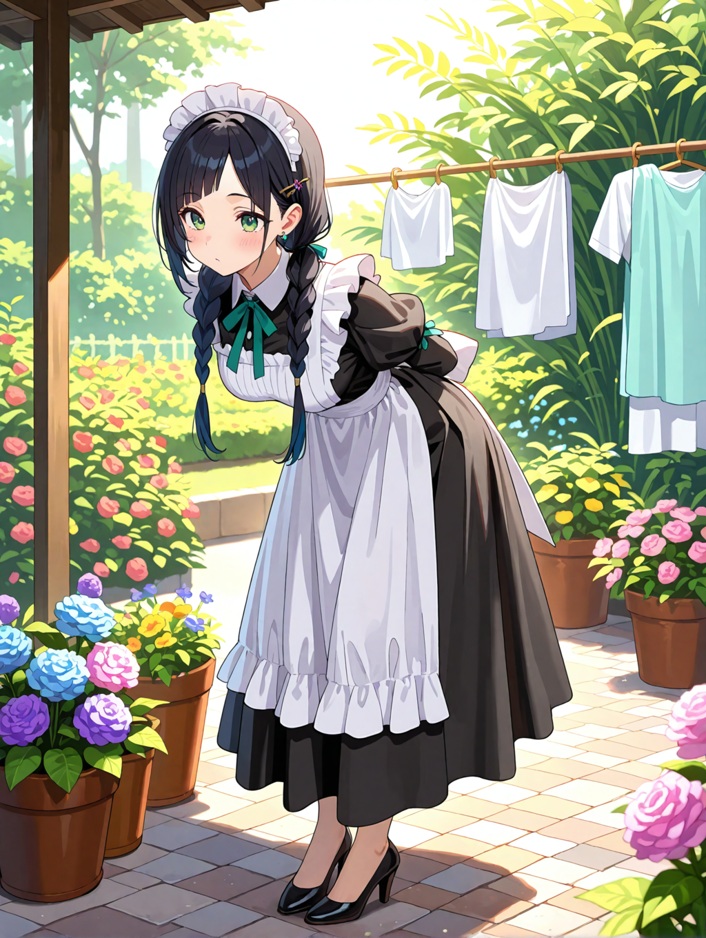 洗濯物をかけるこよみちゃん