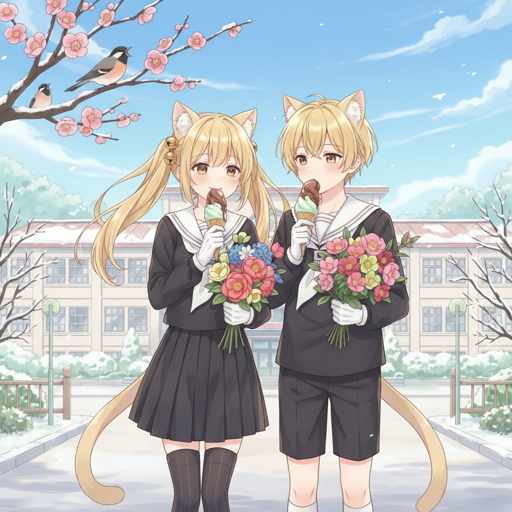 金ツイにゃん達。2月19日 #チョコミントの日 #雨水 | の人気AIイラスト・グラビア