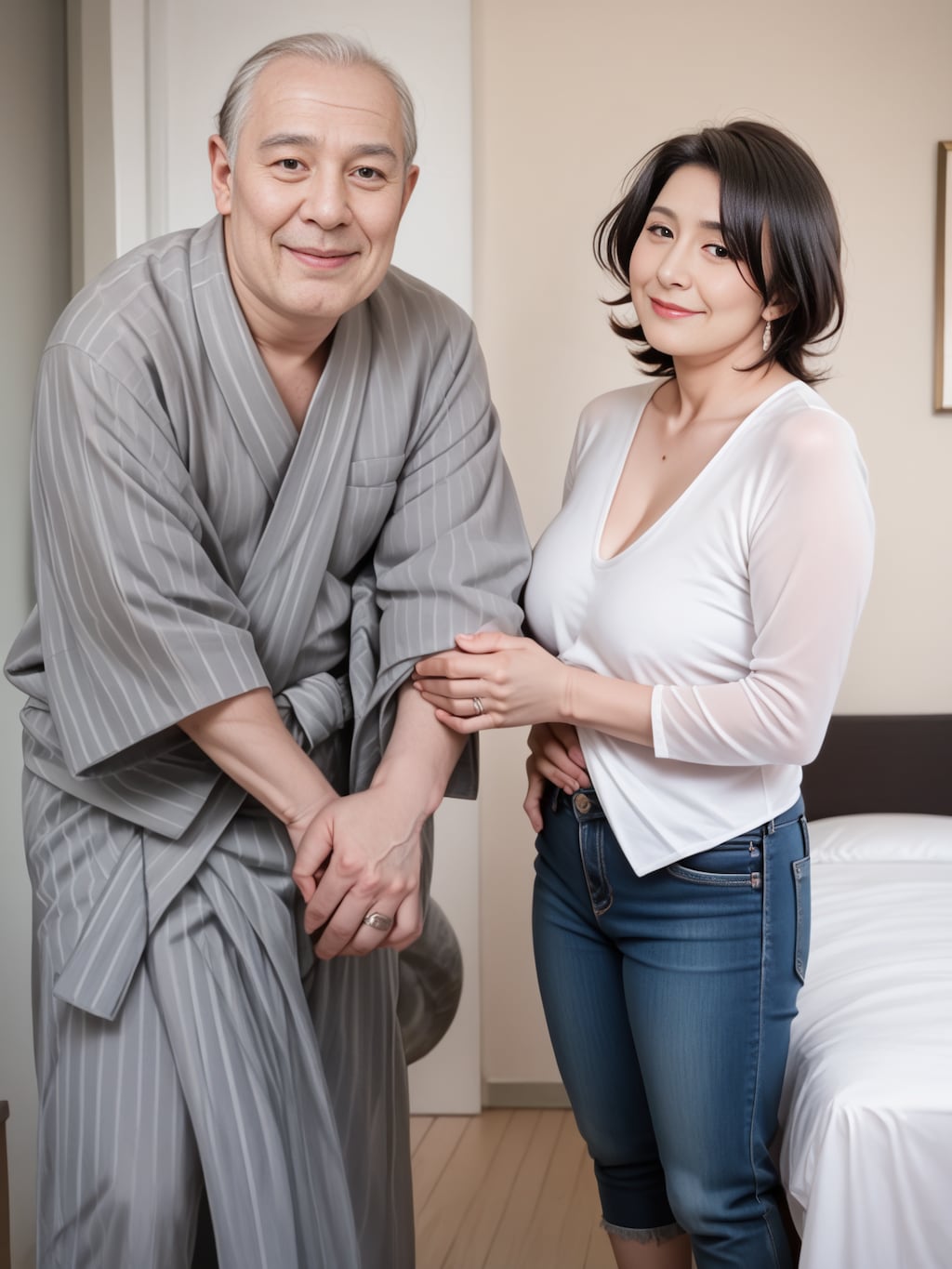 祖父を介護する母