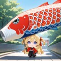 鯉のぼりを持つミニお嬢さん 2枚目