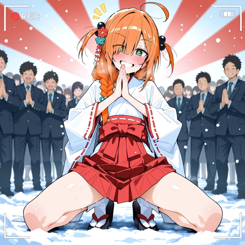 神社の巫女のバイトをする目隠れちゃん☆