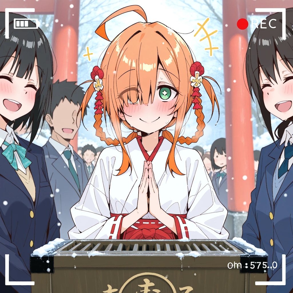 神社の巫女のバイトをする目隠れちゃん☆