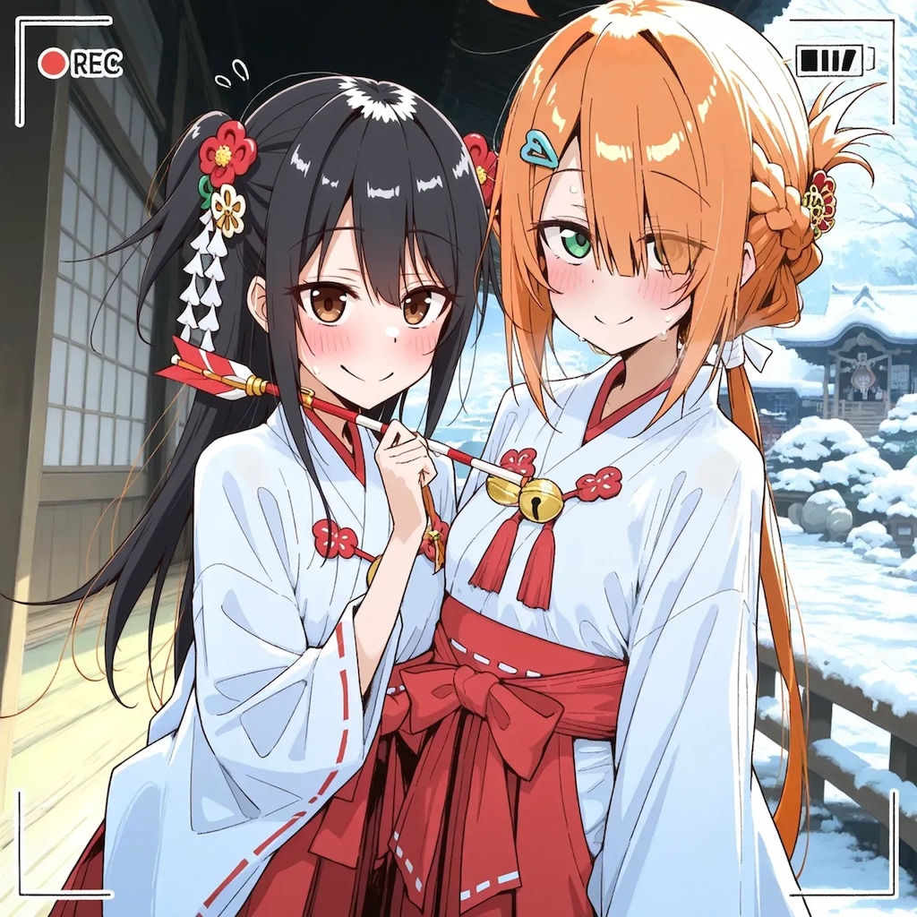 神社の巫女のバイトをする目隠れちゃん☆