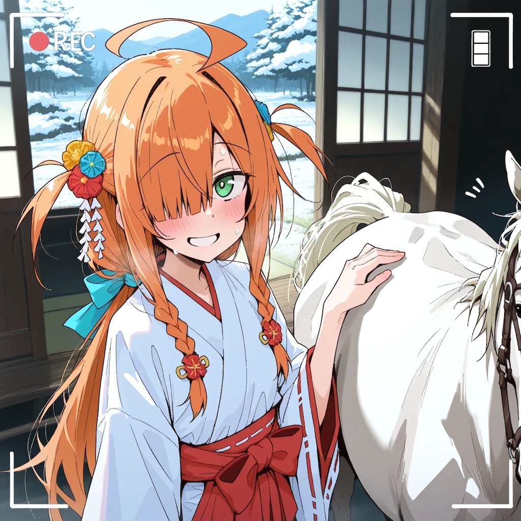 神社の巫女のバイトをする目隠れちゃん☆